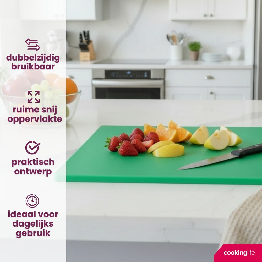 Cookinglife Schneidebrett HACCP Grün 45 x 30 cm - für Gemüse & Obst