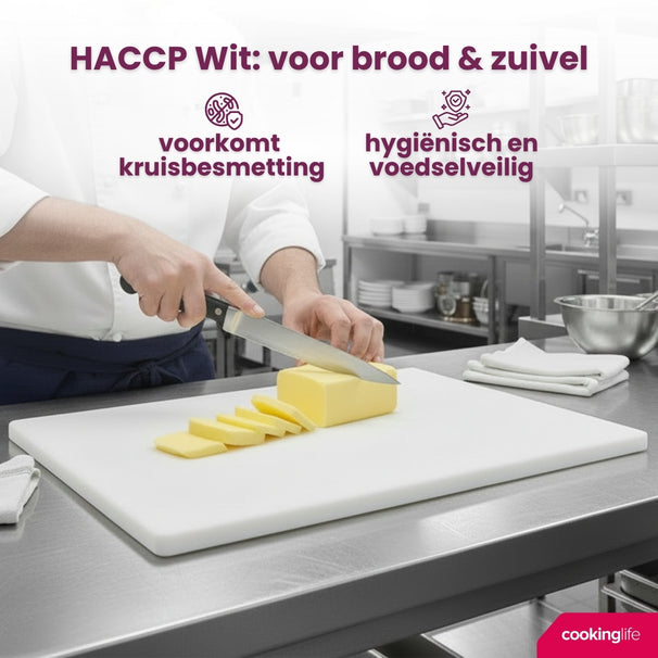 Cookinglife Schneidebrett HACCP Weiß 40 x 30 cm - für Milchprodukte & Brot