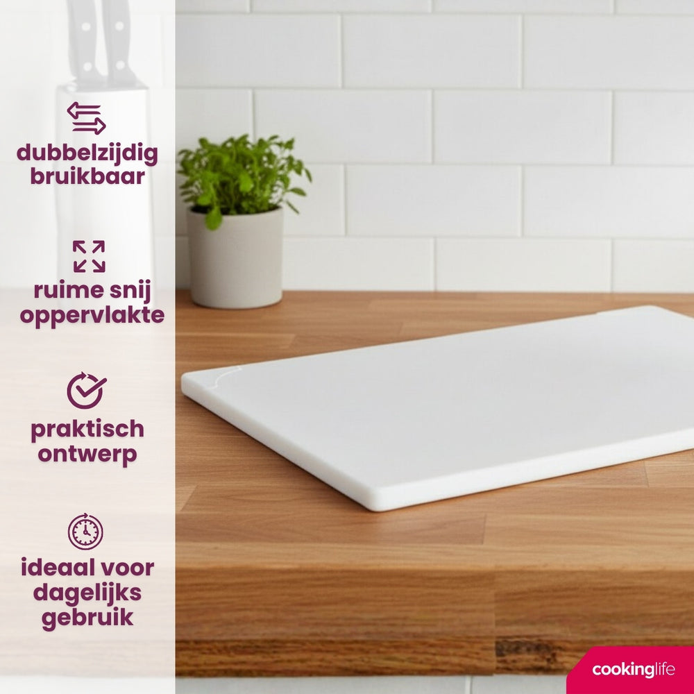 Cookinglife Schneidebrett HACCP Weiß 40 x 30 cm - für Milchprodukte & Brot