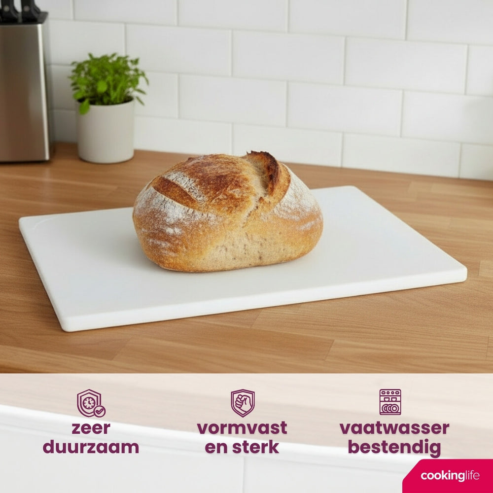 Cookinglife Schneidebrett HACCP Weiß 40 x 30 cm - für Milchprodukte & Brot