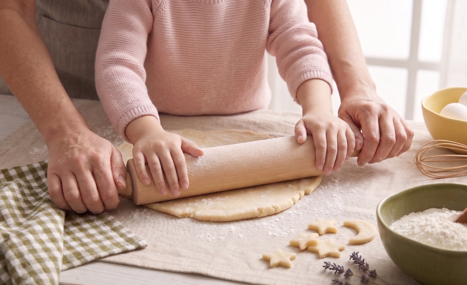 Cookinglife Teigroller Buchenholz Braun 43,5 cm - Nudelholz mit Kugellagern