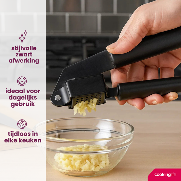 Cookinglife Knoblauchpresse Schwarz 19 cm