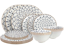 Cookinglife Geschirrset Noria 18-teilig / 6 Personen - 6 Speiseteller, 6 Frühstücksteller und 6 Schalen