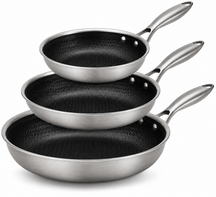 Cookinglife Bratpfannenset HexaCook Hybride Pfanne 3-teilig - ø 20, 24 & 28 cm - NON STICK - geeignet für alle Wärmequellen - keramische Antihaftbeschichtung