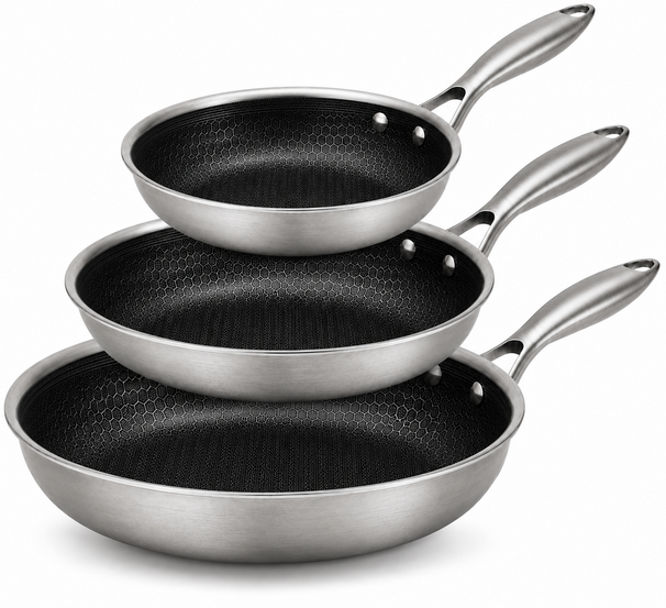 Cookinglife Bratpfannenset HexaCook Hybride Pfanne 3-teilig - ø 20, 24 & 28 cm - NON STICK - geeignet für alle Wärmequellen - keramische Antihaftbeschichtung