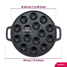 Cookinglife Poffertjespfanne Gusseisen Ø 24 cm – 15 Poffertjes – ohne Antihaftbeschichtung – geeignet für alle Wärmequellen