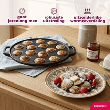 Cookinglife Poffertjespfanne Gusseisen Ø 24 cm – 15 Poffertjes – ohne Antihaftbeschichtung – geeignet für alle Wärmequellen