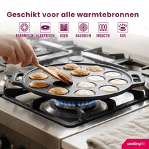 Cookinglife Poffertjespfanne Gusseisen Ø 24 cm – 15 Poffertjes – ohne Antihaftbeschichtung – geeignet für alle Wärmequellen
