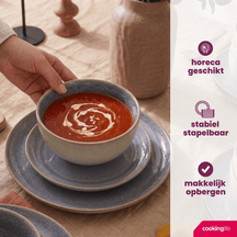 Cookinglife Serene Blue 12-teiliges Geschirrset / 4 Personen - 4 Speiseteller, 4 Frühstücksteller und 4 Schüsseln