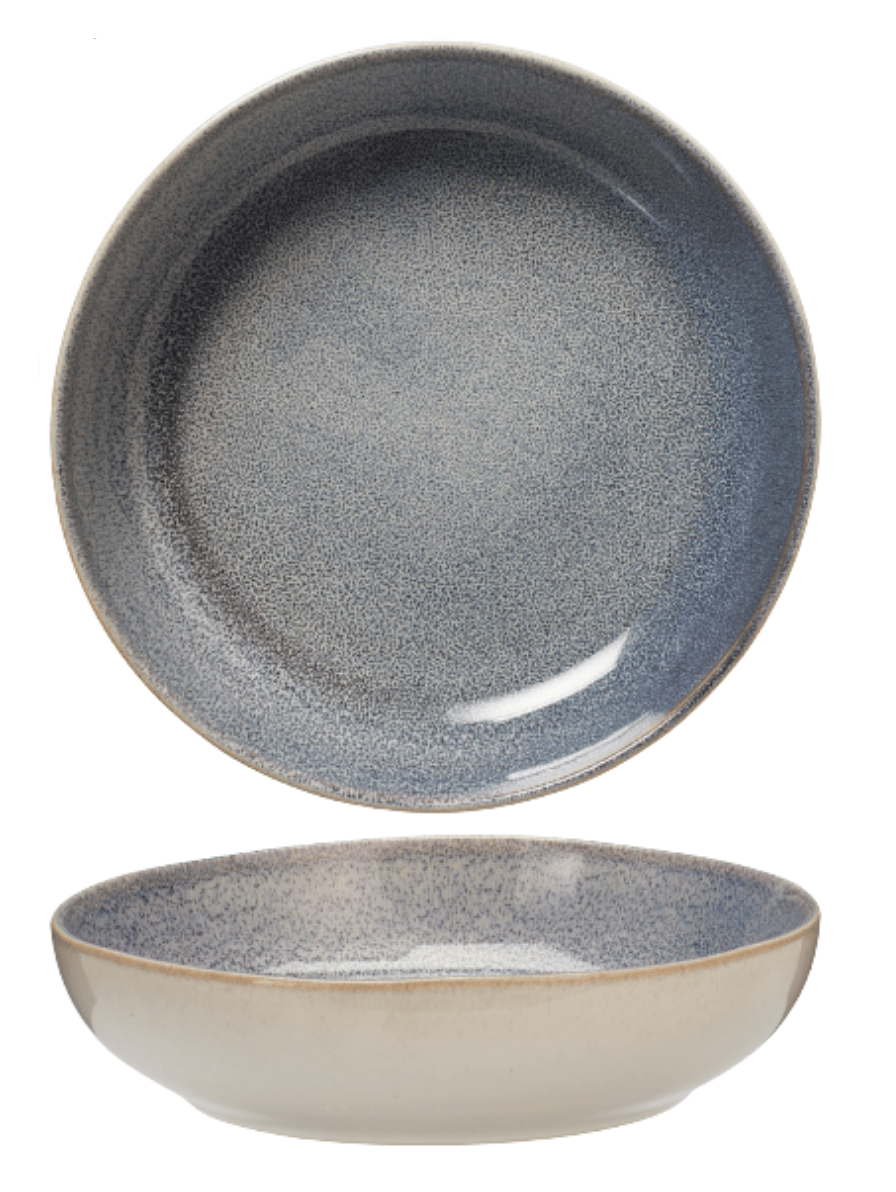 Cookinglife Tiefe Teller / Pastateller Serene Blue Ø 23 cm – Steingut – 4 Stück