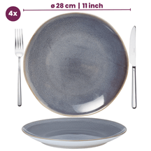 Cookinglife Serene Blue 12-teiliges Geschirrset / 4 Personen - 4 Speiseteller, 4 Frühstücksteller und 4 Schüsseln