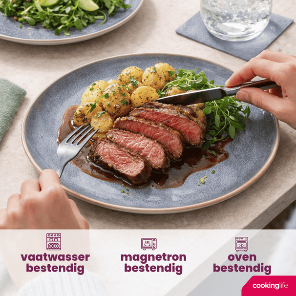 Cookinglife Speiseteller Serene Blue ø 28 cm - Steingut - 4 Stück