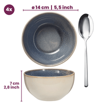 Cookinglife Serene Blue 12-teiliges Geschirrset / 4 Personen - 4 Speiseteller, 4 Frühstücksteller und 4 Schüsseln