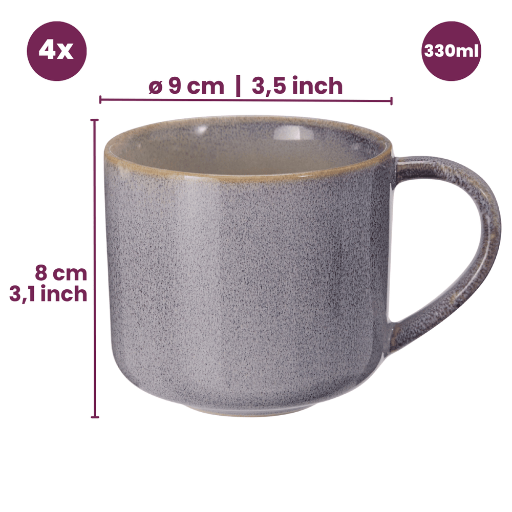 Cookinglife Kaffeetassen Serene Blue 330 ml – Steingut – 4 Stück