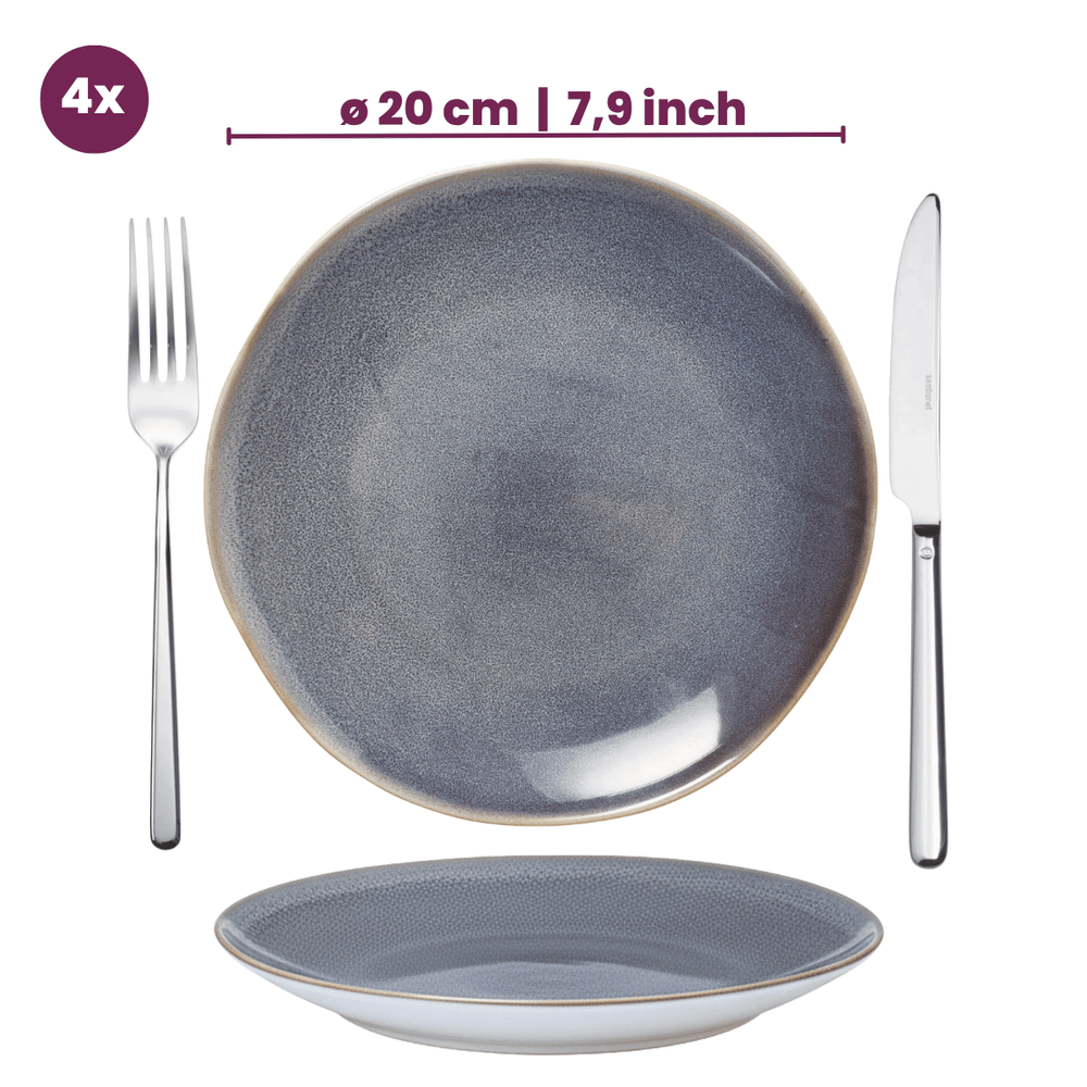 Cookinglife Serene Blue 12-teiliges Geschirrset / 4 Personen - 4 Speiseteller, 4 Frühstücksteller und 4 Schüsseln