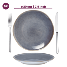 Cookinglife Serene Blue 12-teiliges Geschirrset / 4 Personen - 4 Speiseteller, 4 Frühstücksteller und 4 Schüsseln