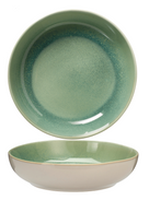 Cookinglife Tiefe Teller / Pastateller, Serene Green, Ø 23 cm – Steingut – 4 Stück