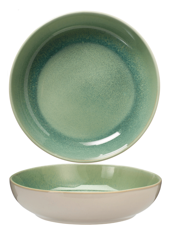 Cookinglife Tiefe Teller / Pastateller, Serene Green, Ø 23 cm – Steingut – 4 Stück