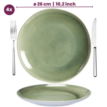 Cookinglife Serene Green 12-teiliges Geschirrset / 4 Personen - 4 Speiseteller, 4 Frühstücksteller und 4 Schüsseln