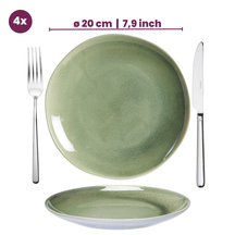 Cookinglife Serene Green 12-teiliges Geschirrset / 4 Personen - 4 Speiseteller, 4 Frühstücksteller und 4 Schüsseln