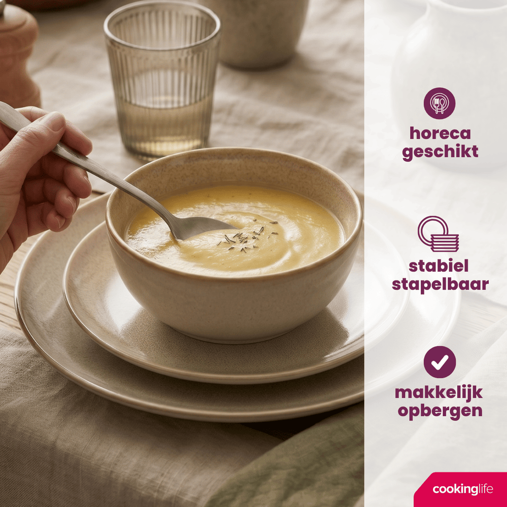 Cookinglife Suppenschüsseln / Schüsseln Serene Sand ø 14 cm - Steingut - 4 Stück