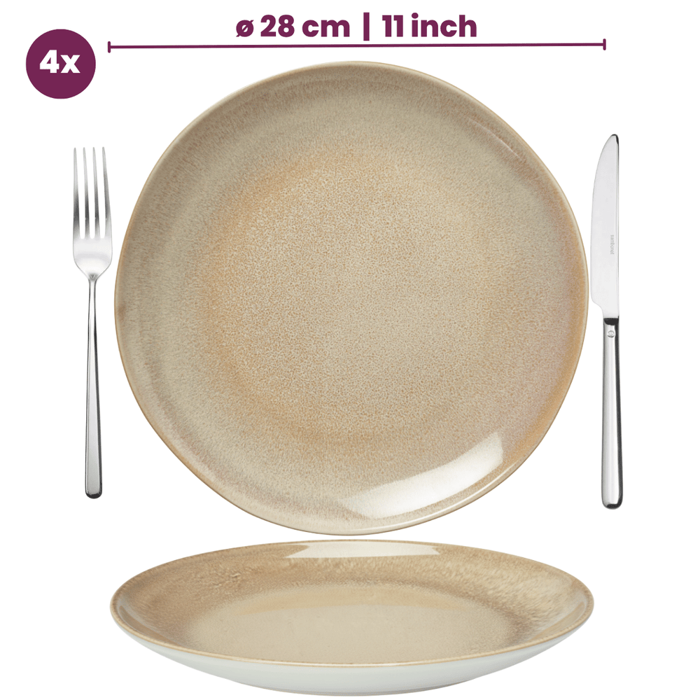 Cookinglife Speiseteller Serene Sand ø 28 cm - Steingut - 4 Stück
