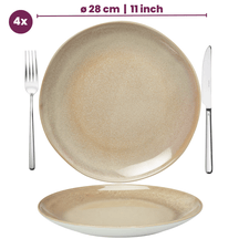Cookinglife Speiseteller Serene Sand ø 28 cm - Steingut - 4 Stück