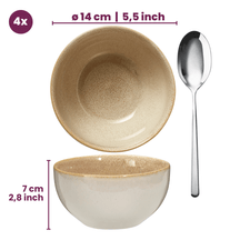Cookinglife Suppenschüsseln / Schüsseln Serene Sand ø 14 cm - Steingut - 4 Stück