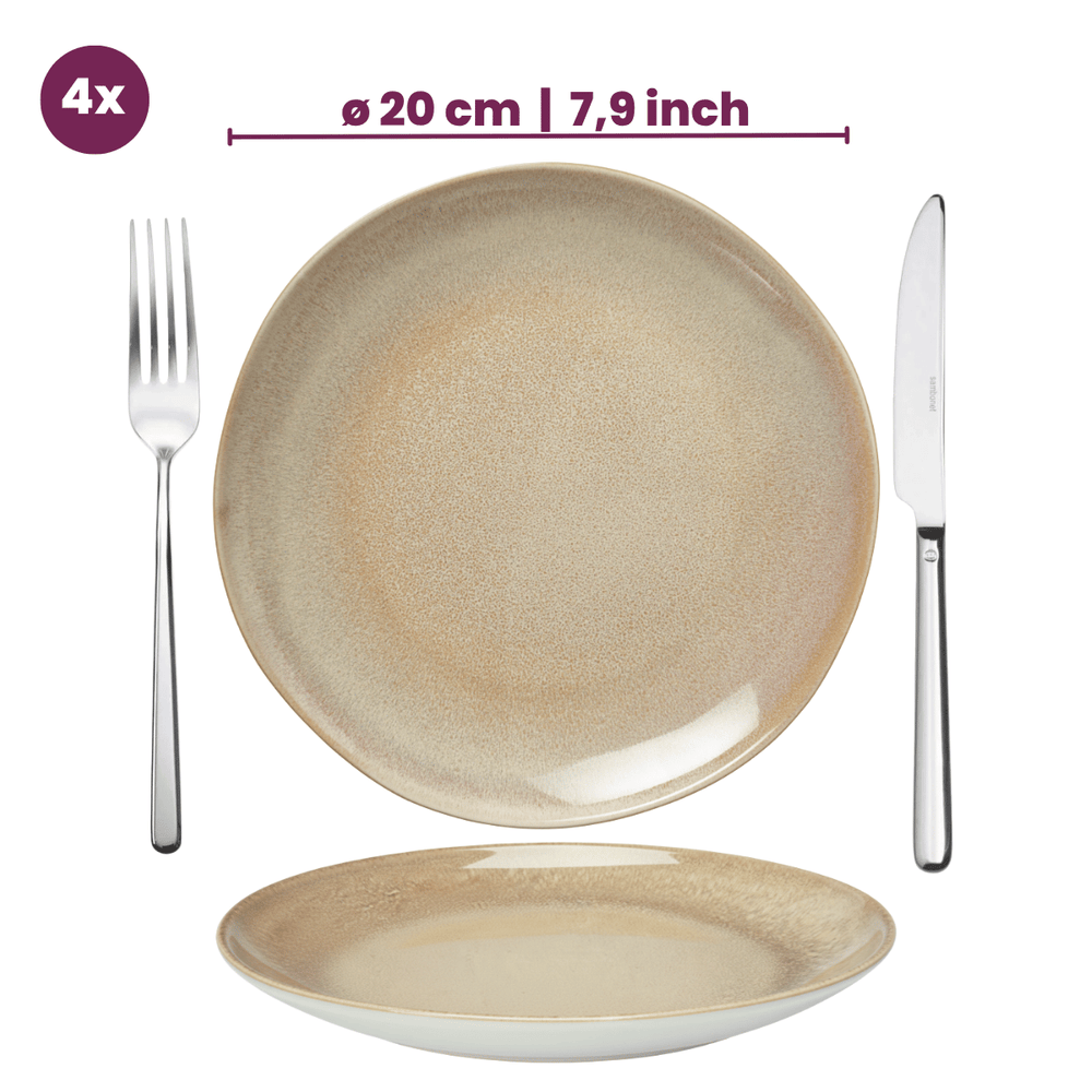 Cookinglife Serene Sand Frühstücksteller / Dessertteller ø 20 cm - Steingut - 4 Stück