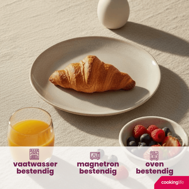 Cookinglife Serene Sand Frühstücksteller / Dessertteller ø 20 cm - Steingut - 4 Stück