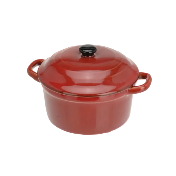 Cookinglife Servierpfanne mit Deckel Rot - Porzellan - ø 10 cm / 300 ml