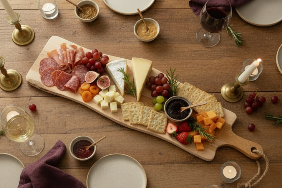 Cookinglife Servierbrett / Tapasbrett - Teak - 69 x 20 cm - Holzbrett für Häppchen und Gerichte