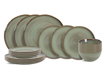 Cookinglife Geschirrset Sabi Grün 18-teilig / 6 Personen - 6 Speiseteller, 6 Frühstücksteller und 6 Schalen