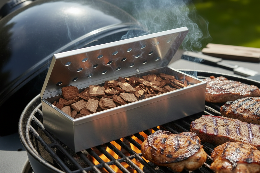 Cookinglife Räucherbox Feuer & Geschmack Edelstahl 25 cm - Räucherbox für Grill und BBQ