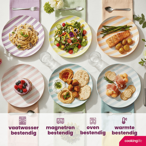 Cookinglife Geschirrset Spring Vibes - 18-teilig / 6 Personen - 6 Speiseteller, 6 Frühstücksteller und 6 Suppenteller