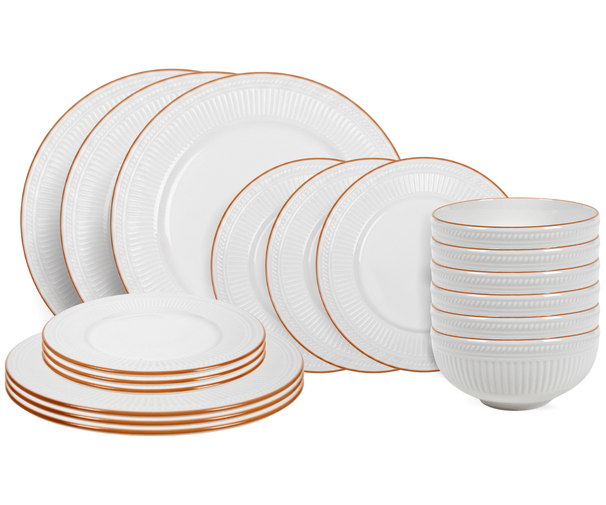 Cookinglife Geschirrset Stratton 18-teilig / 6 Personen - 6 Speiseteller, 6 Frühstückteller und 6 Schalen