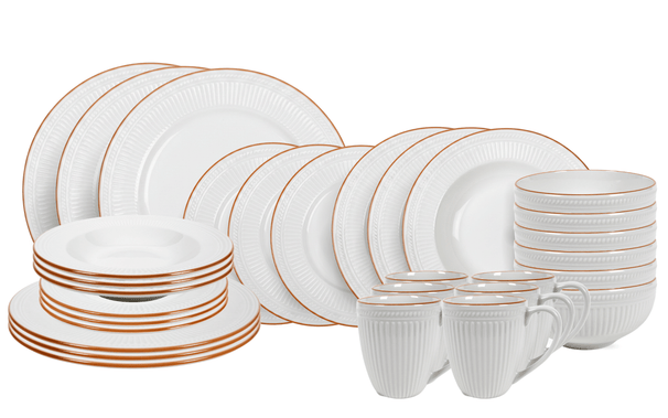 Cookinglife Geschirrset Stratton 30-teilig / 6 Personen - 6 Speiseteller, 6 Frühstückteller, 6 tiefe Teller, 6 Schalen und 6 Tassen