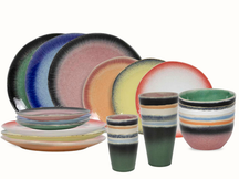 Studio Tavola Geschirrset Fire 30-teilig / 6 Personen - 6 Dinner-Teller, 6 Frühstücksteller, 6 Schalen, 6 Kaffeetassen und 6 Kaffeebecher