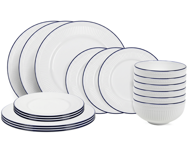 Cookinglife Geschirrset Whitmore 18-teilig / 6 Personen - 6 Speiseteller, 6 Frühstückteller und 6 Schalen