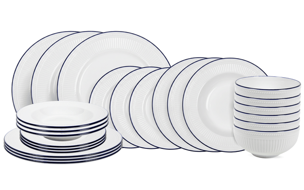 Cookinglife Geschirrset Whitmore 24-teilig / 6 Personen - 6 Speiseteller, 6 Frühstückteller, 6 tiefe Teller und 6 Schalen