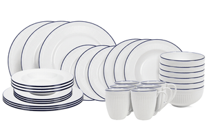 Cookinglife Geschirrset Whitmore 30-teilig / 6 Personen - 6 Speiseteller, 6 Frühstückteller, 6 tiefe Teller, 6 Schalen und 6 Tassen
