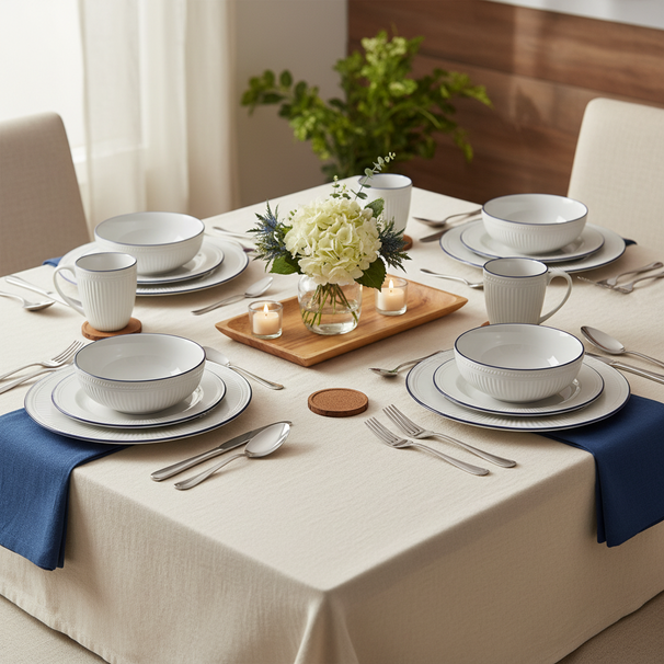 Cookinglife Geschirrset Whitmore 30-teilig / 6 Personen - 6 Speiseteller, 6 Frühstückteller, 6 tiefe Teller, 6 Schalen und 6 Tassen