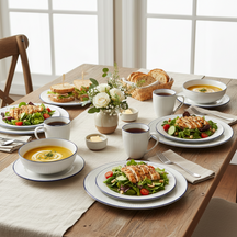 Cookinglife Geschirrset Whitmore 30-teilig / 6 Personen - 6 Speiseteller, 6 Frühstückteller, 6 tiefe Teller, 6 Schalen und 6 Tassen