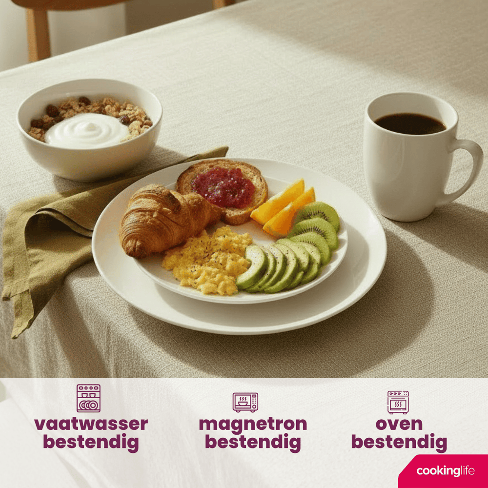 Cookinglife Geschirrset Porzellan 16-teilig 4 Personen - Weiß 