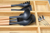 Cookinglife Kochgeschirr Set - Kochgeschirr Set - Holz schwarz 4-teilig - Schaumkelle, Suppenlöffel, Pfannenwender & Servierlöffel