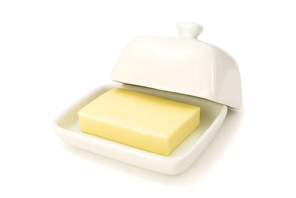 Cookinglife Butterdose Weiß Porzellan 10 x 7,5 cm
