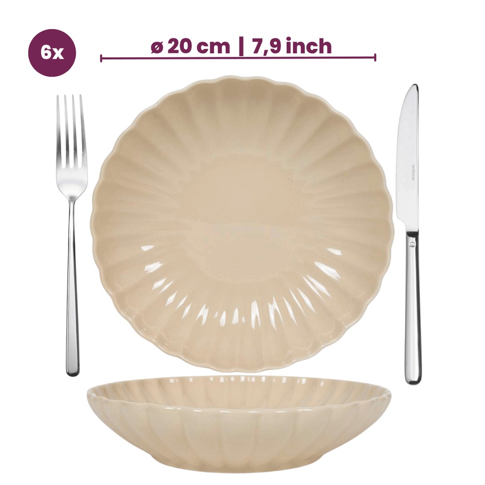 Cookinglife Tiefe Teller / Pastateller Cardida Beige ø 20 cm - 6 Stück