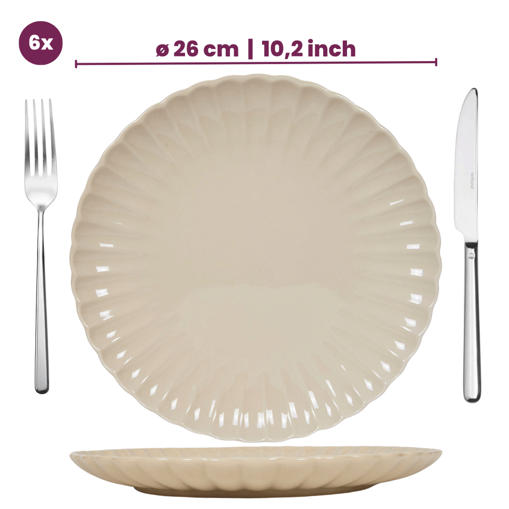 Cookinglife Speiseteller Cardida Beige ø 26 cm - 6 Stück