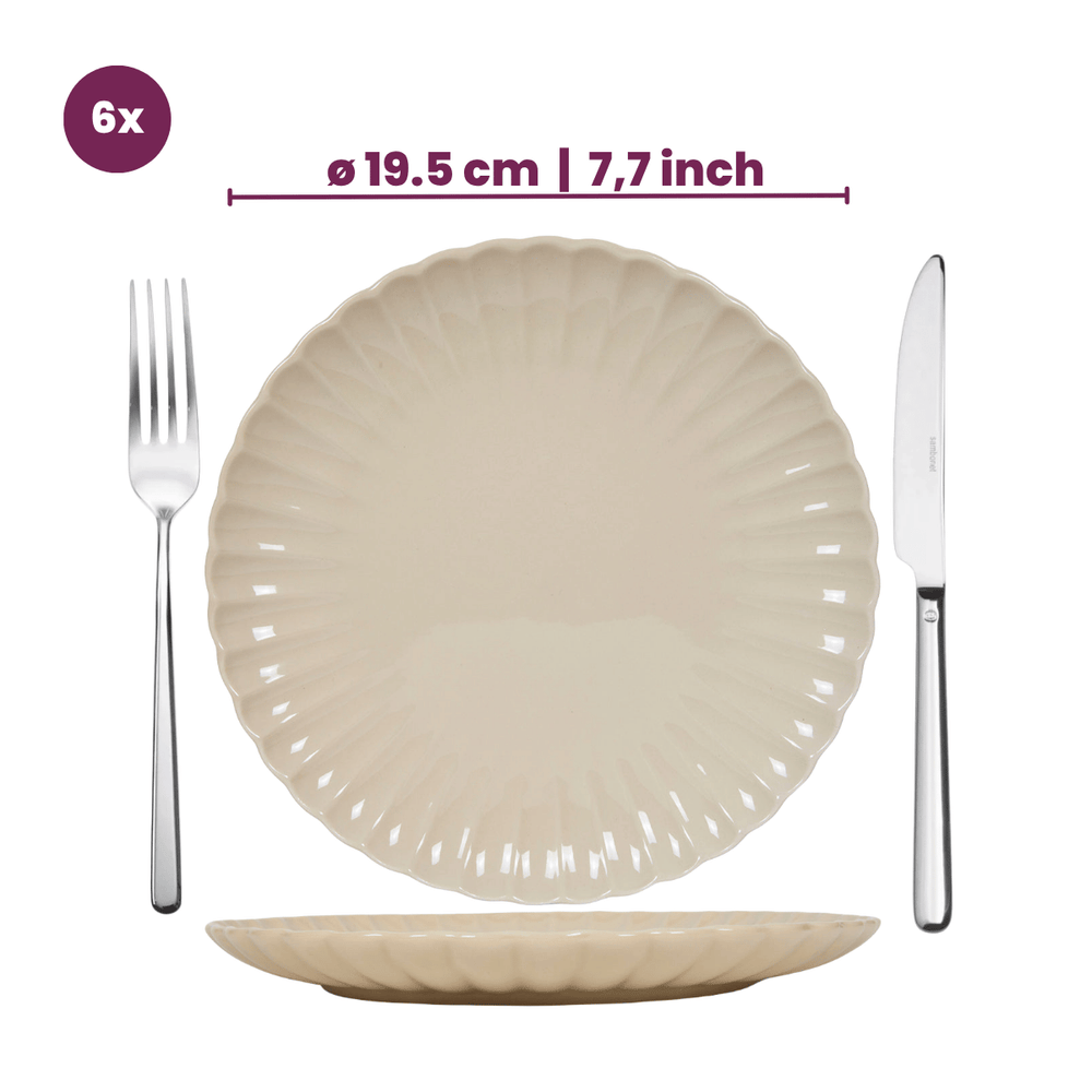 Cookinglife Geschirrset Cardida Beige 18-teilig / 6 Personen - 6 Speiseteller, 6 Frühstücksteller und 6 Schalen