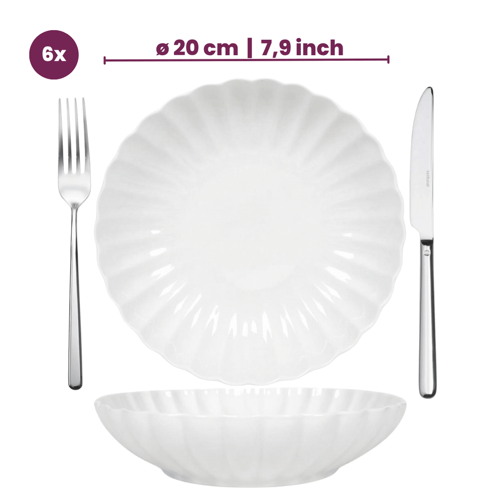 Cookinglife Geschirrset Cardida Off White 18-teilig / 6 Personen - 6 Speiseteller, 6 Frühstücksteller und 6 Schalen